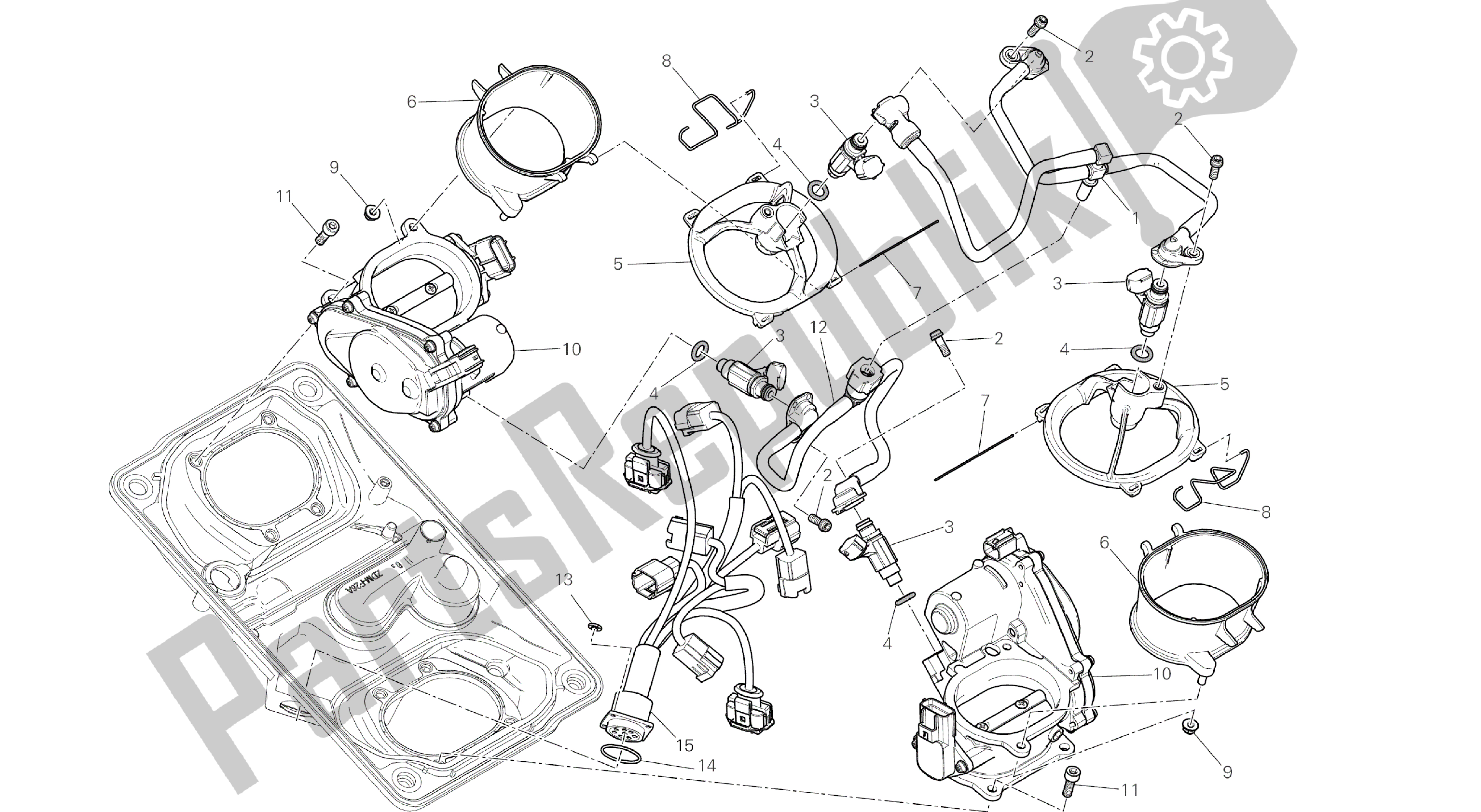 Alle onderdelen voor de Tekening 017 - Gasklephuis [mod: 959,959 Aws] Groepsframe van de Ducati Panigale 959 2016