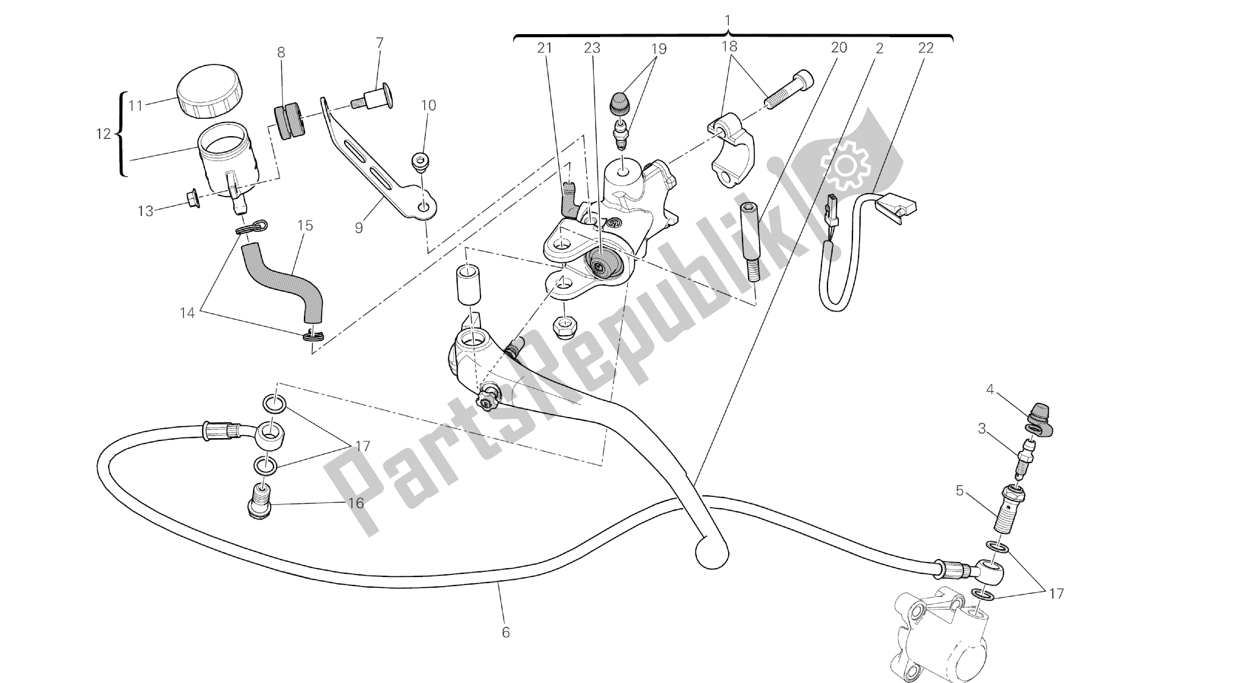 Todas las partes para Dibujo 023 - Control De Embrague [mod: 959,959 Aws] Marco De Grupo de Ducati Panigale 959 2016