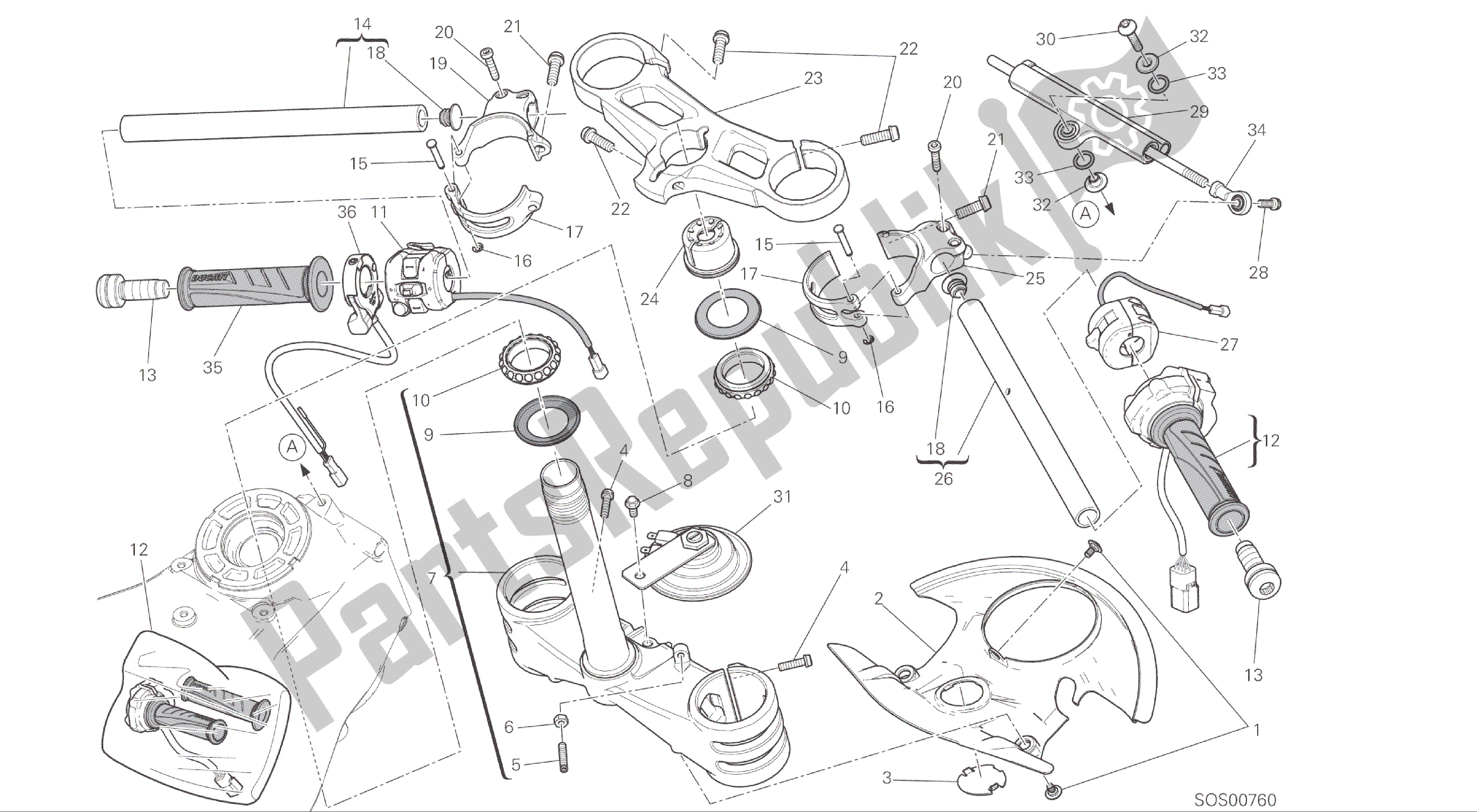 Alle onderdelen voor de Tekening 021 - Semimanubri - Ammortizzatore Di Sterzo [xst: Cal, Cdn] Groepsframe van de Ducati Panigale R 1200 2016