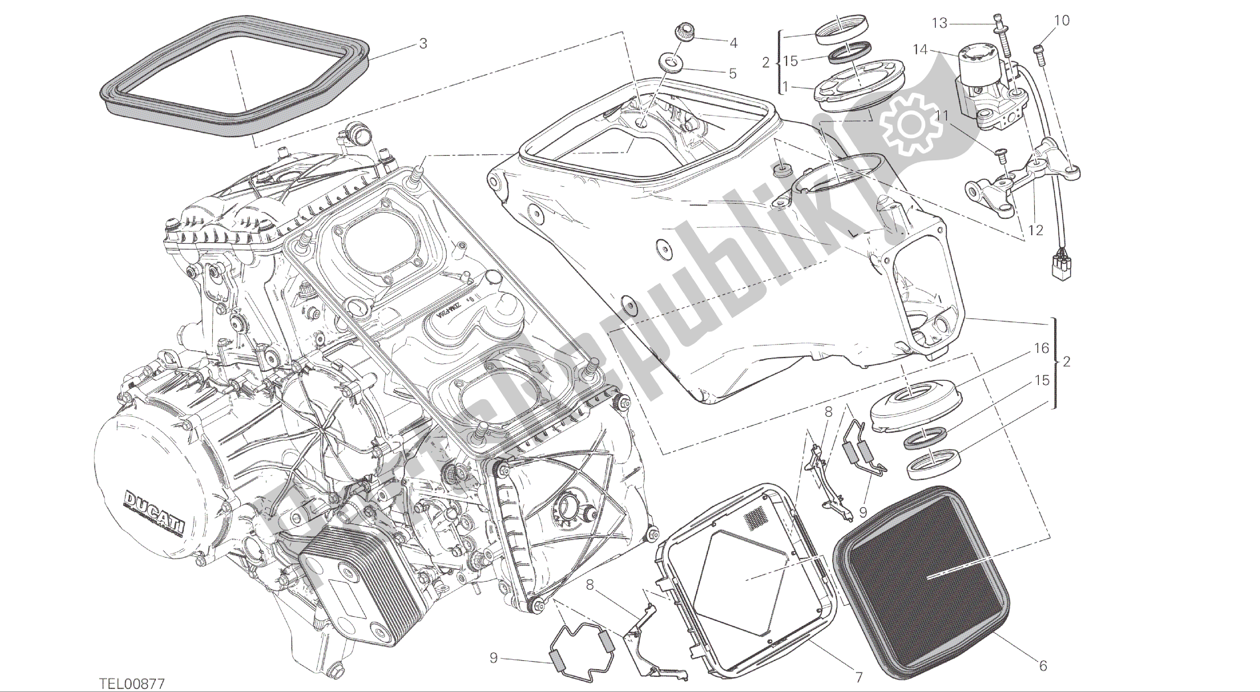 Alle onderdelen voor de Tekening 022 - Frame [xst: Cal, Cdn] Groepsframe van de Ducati Panigale R 1200 2016