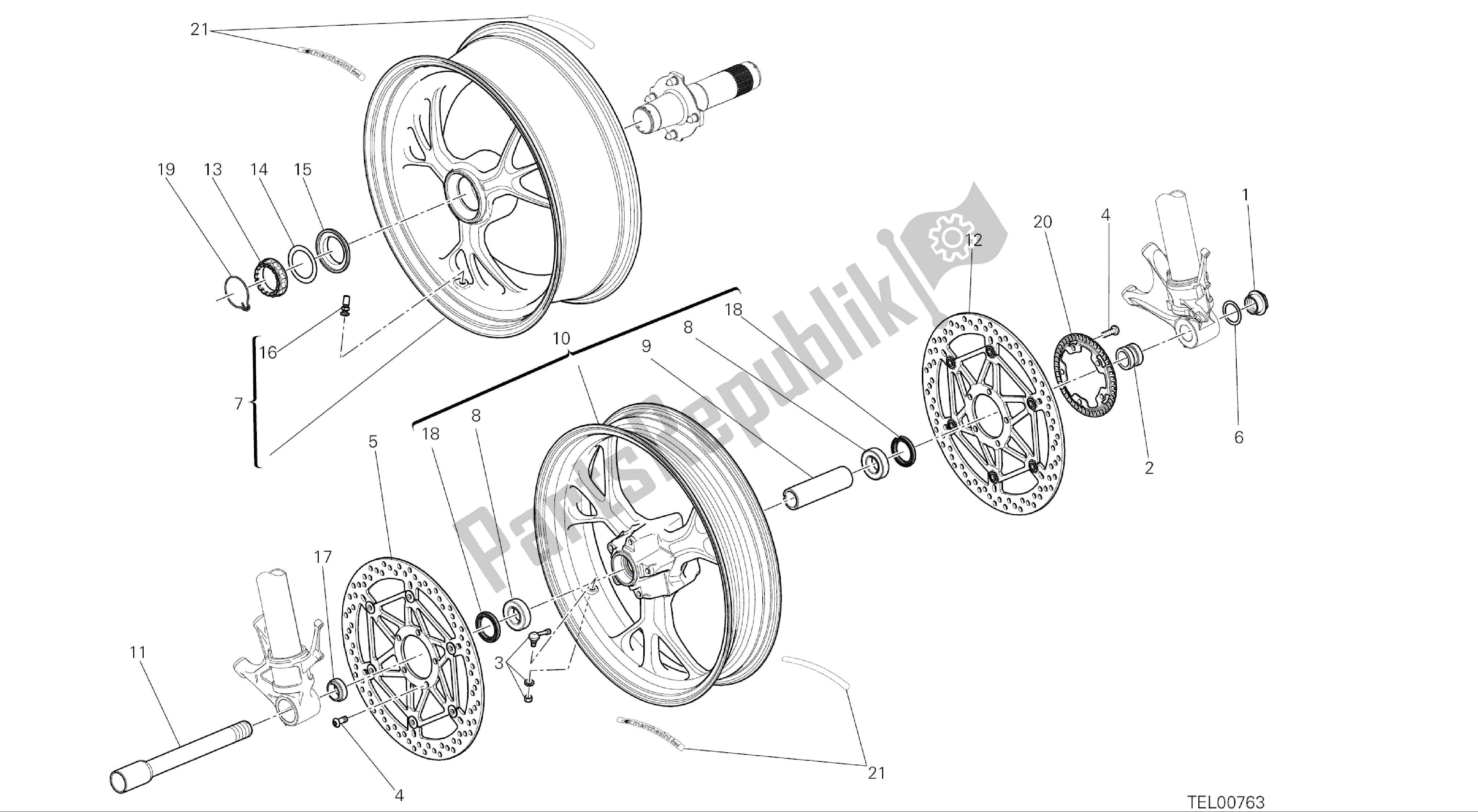 Todas las partes para Dibujo 026 - Ruota Anteriore E Posteriore [xst: Cal, Cdn] Fotograma De Grupo de Ducati Panigale R 1200 2016