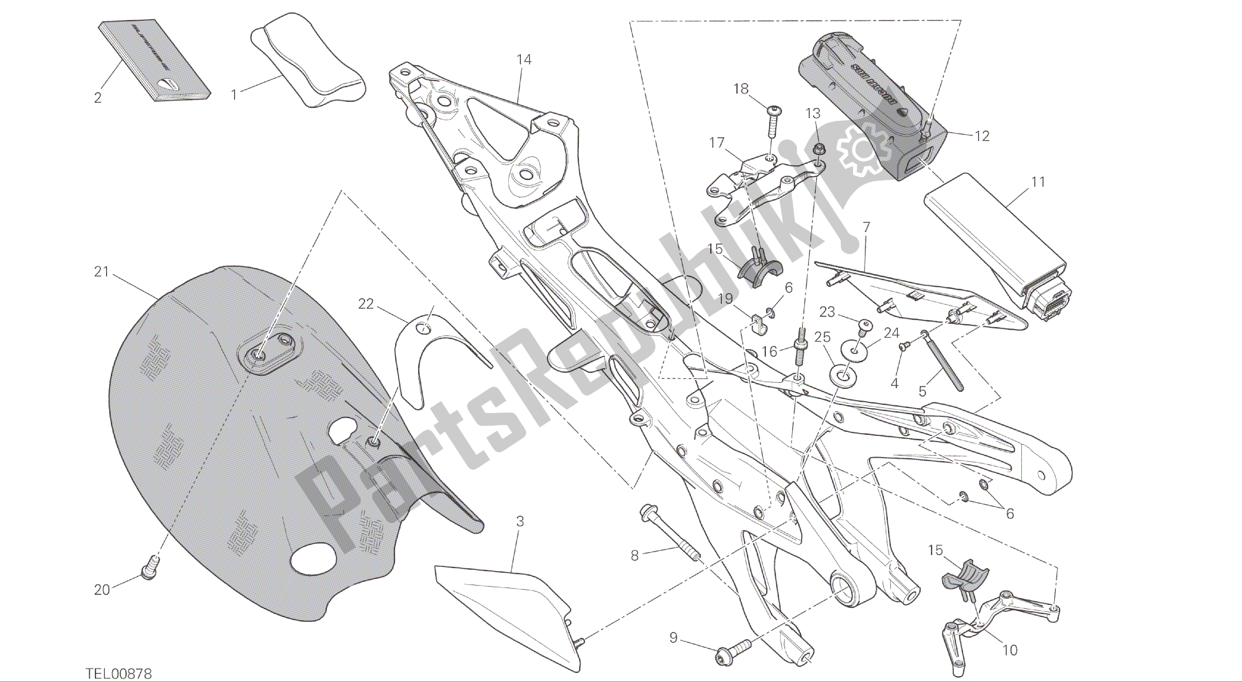 Todas las partes para Dibujo 027 - Cuadro Trasero Comp. [xst: Cal, Cdn] Marco De Grupo de Ducati Panigale R 1200 2016