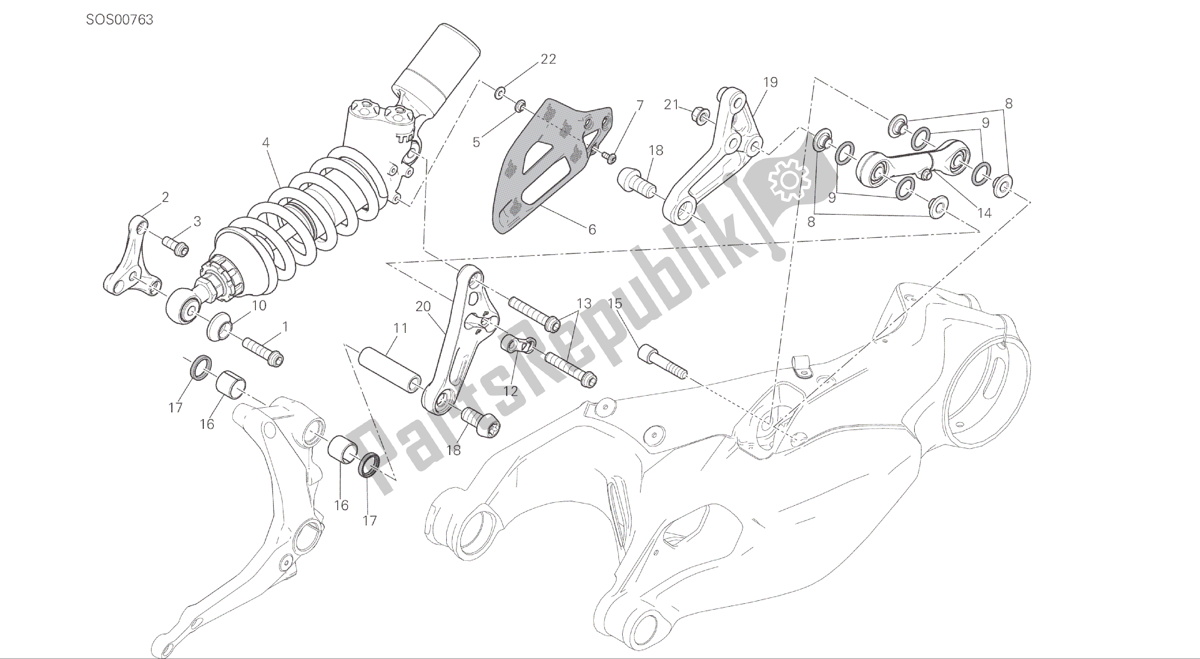 Alle onderdelen voor de Tekening 028 - Sospensione Posteriore [xst: Cal, Cdn] Groepsframe van de Ducati Panigale R 1200 2016