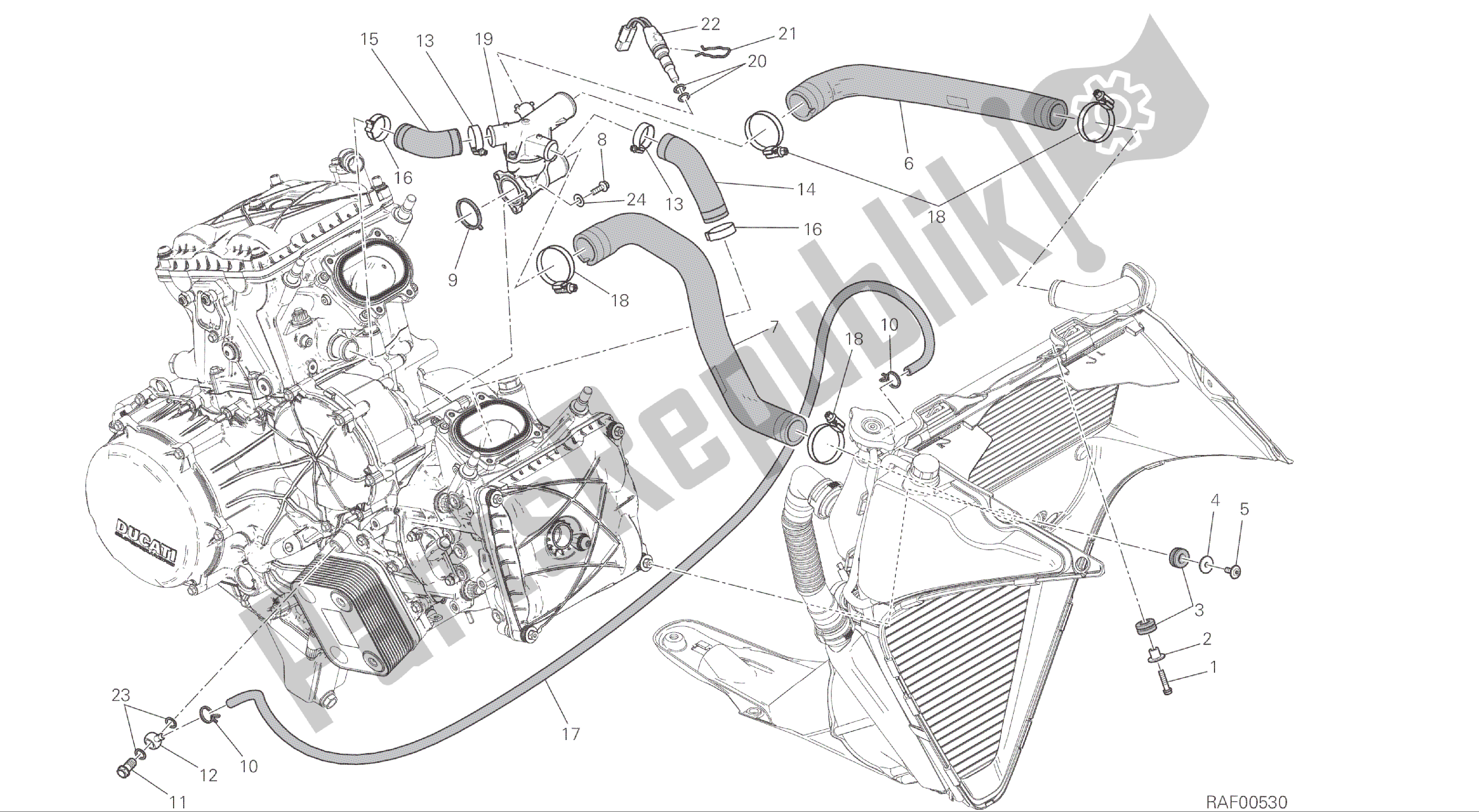 Todas las partes para Dibujo 031 - Sistema De Enfriamiento [xst: Cal, Cdn] Marco De Grupo de Ducati Panigale R 1200 2016