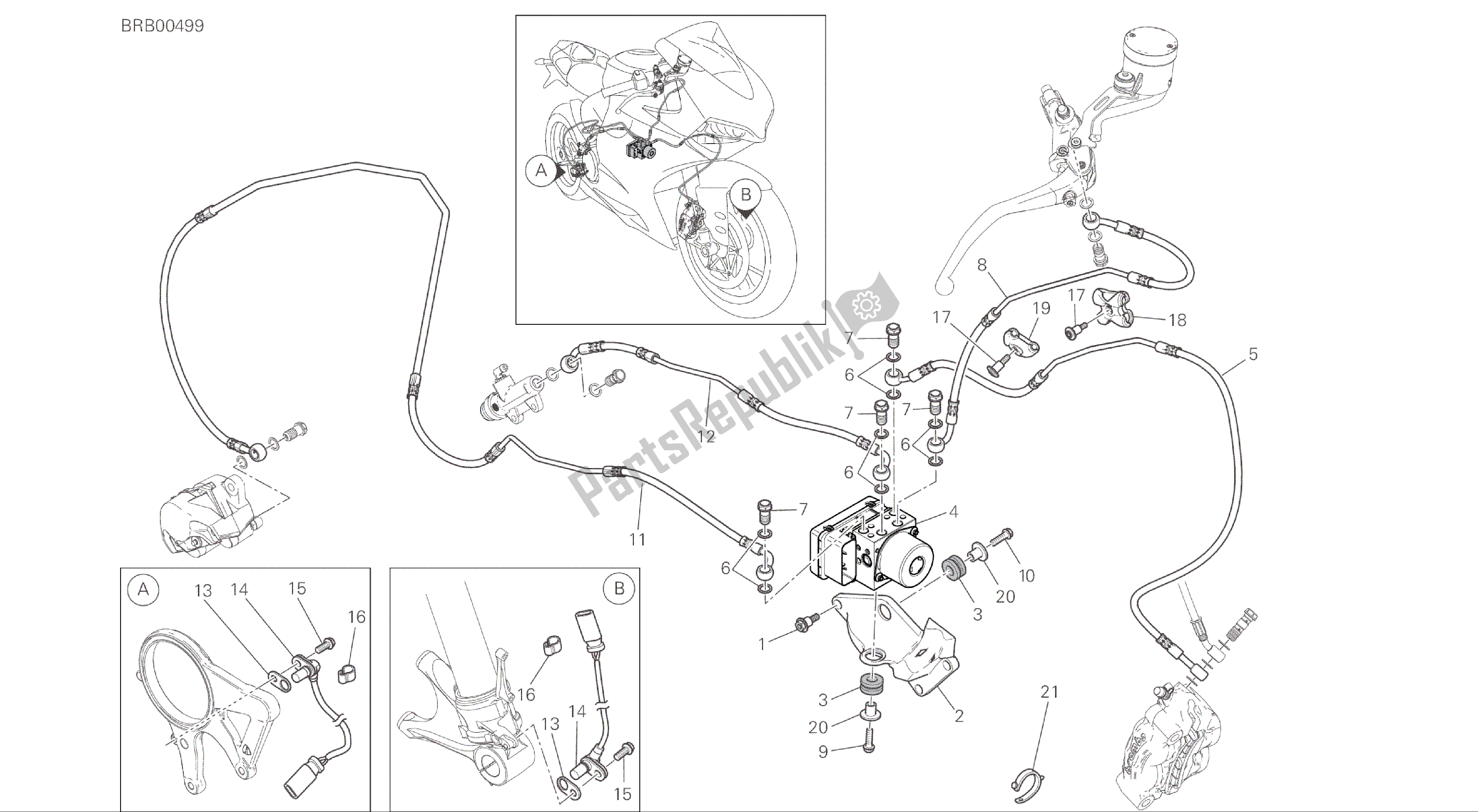 Alle onderdelen voor de Tekening 24a - Antiblokkeersysteem (abs) [xst: Cal, Cdn] Groepsframe van de Ducati Panigale R 1200 2016