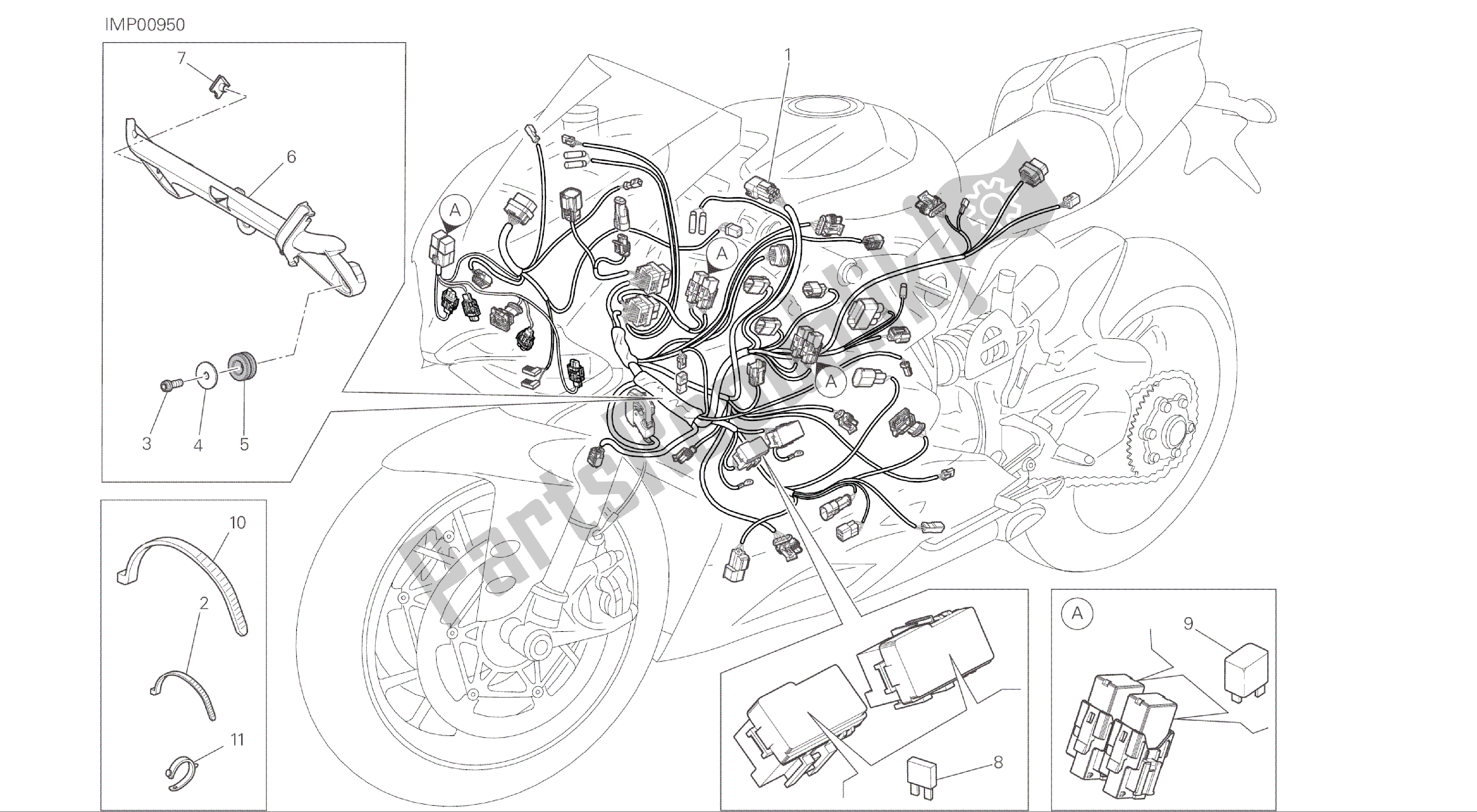 Todas las partes para Dibujo 18c - Mazo De Cables [mod: 1199 R; Xst: Aus, Eur, Fra, Jap, Twn] Grupo Eléctrico de Ducati Panigale R 1200 2016