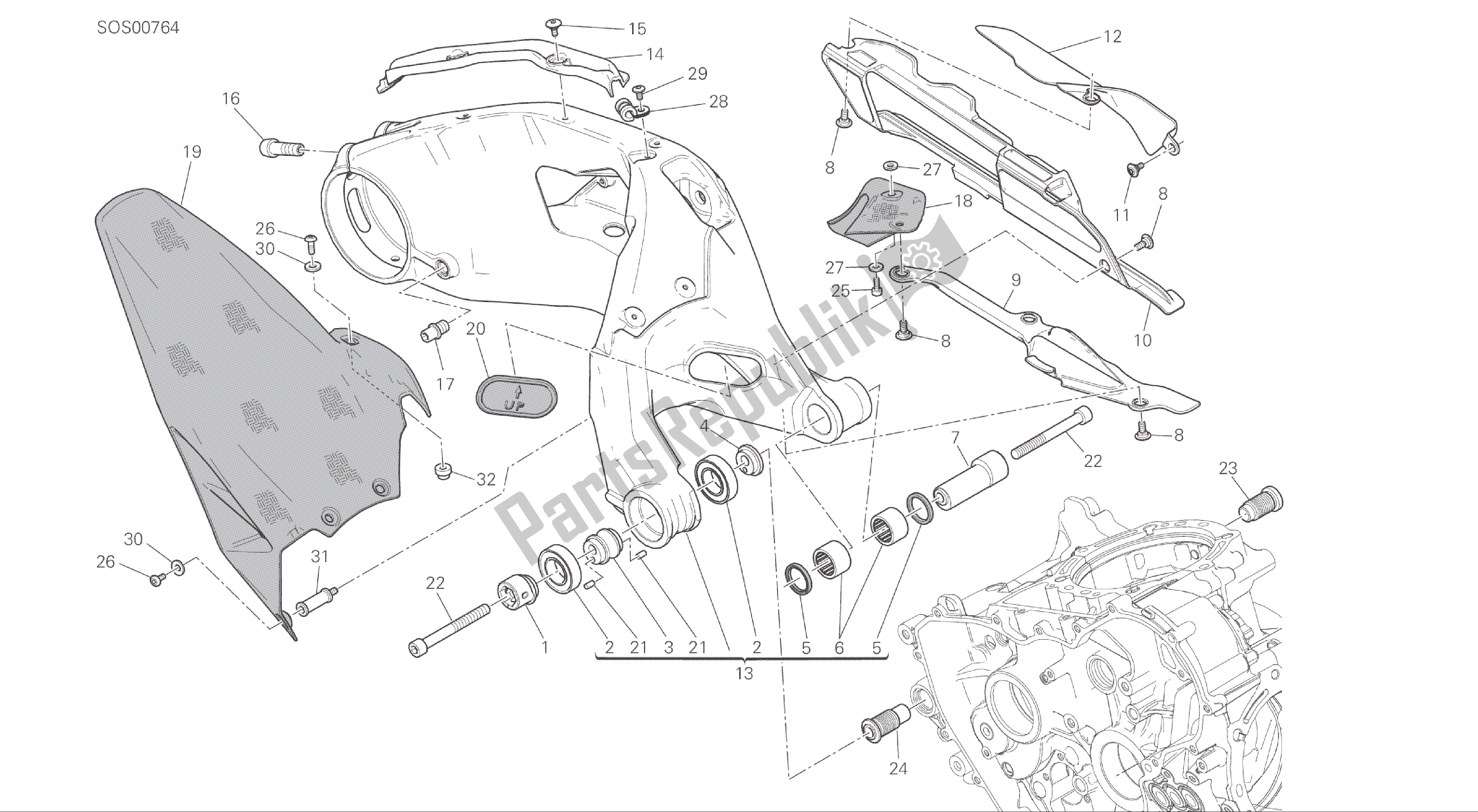 Alle onderdelen voor de Tekening 28a - Forcellone Posteriore [xst: Cal, Cdn] Groepsframe van de Ducati Panigale R 1200 2016