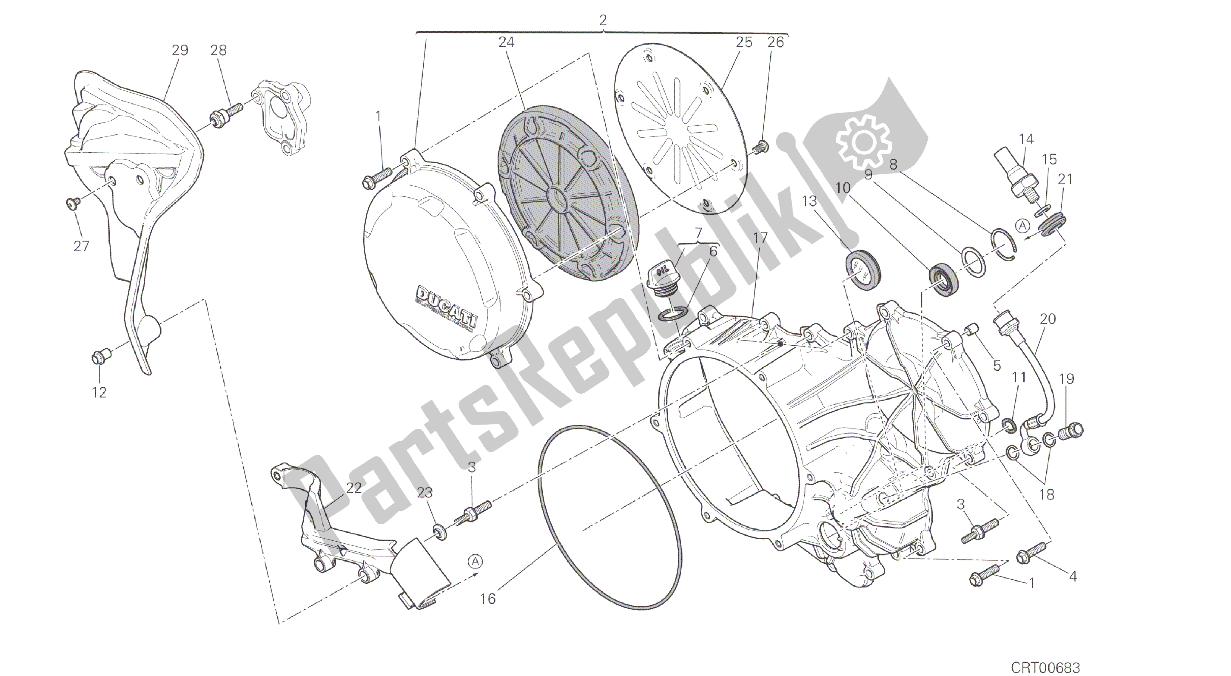 Alle onderdelen voor de Tekening 005 - Koppeling - Carterdeksel Zijkant [xst: Cal, Cdn] Groepsmotor van de Ducati Panigale R 1200 2016