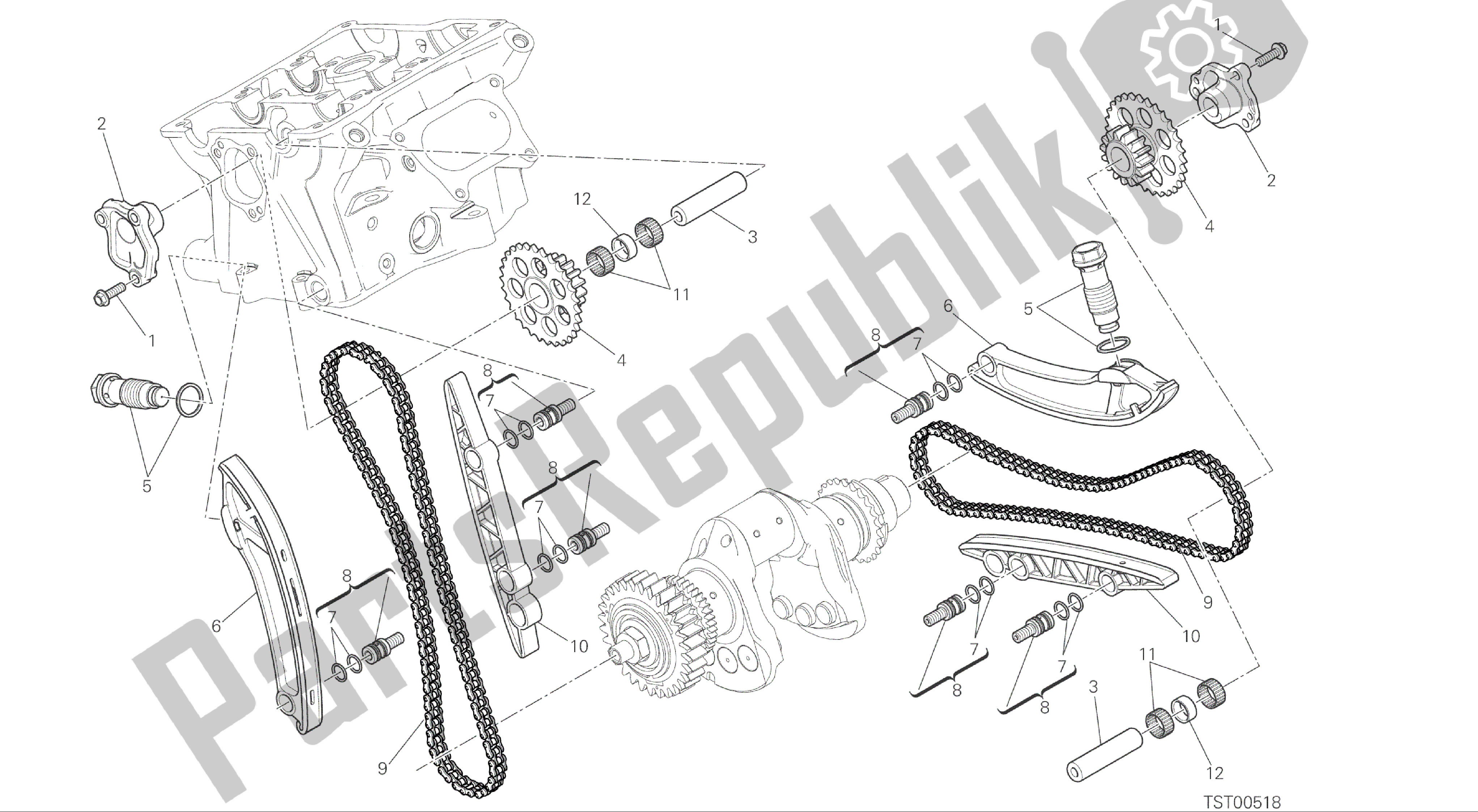 Todas las partes para Dibujo 008 - Motor De Grupo Distribuzione [xst: Cal, Cdn] de Ducati Panigale R 1200 2016