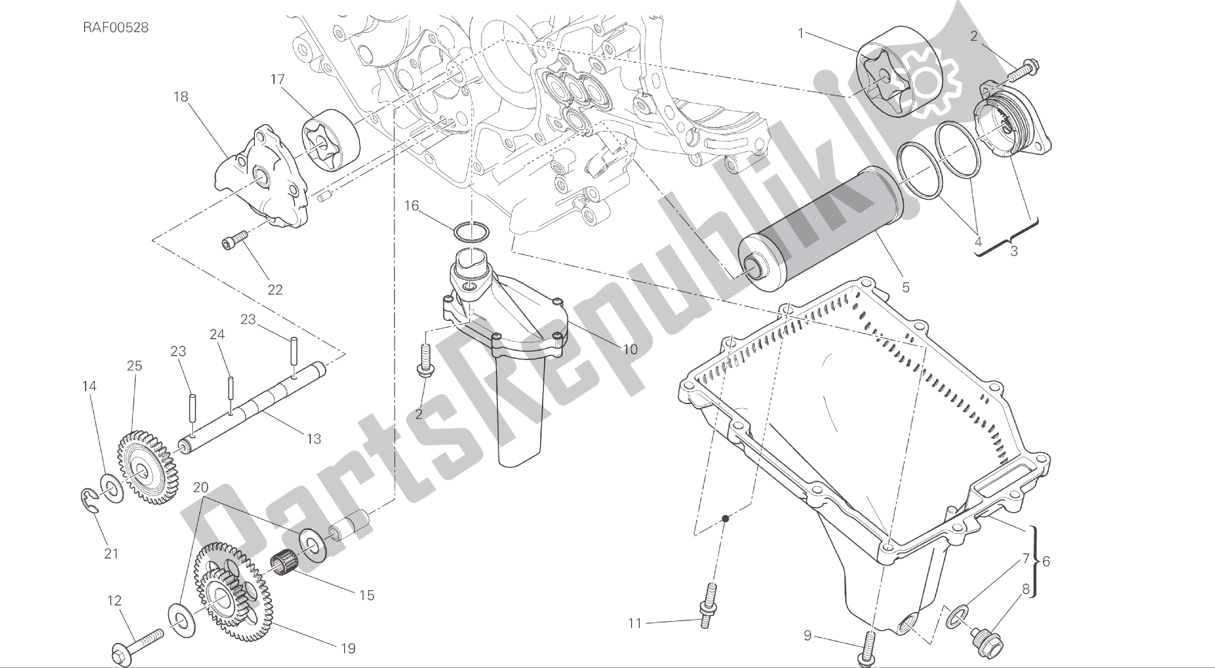 Alle onderdelen voor de Tekening 009 - Filters En Oliepomp [xst: Cal, Cdn] Groep Engine van de Ducati Panigale R 1200 2016