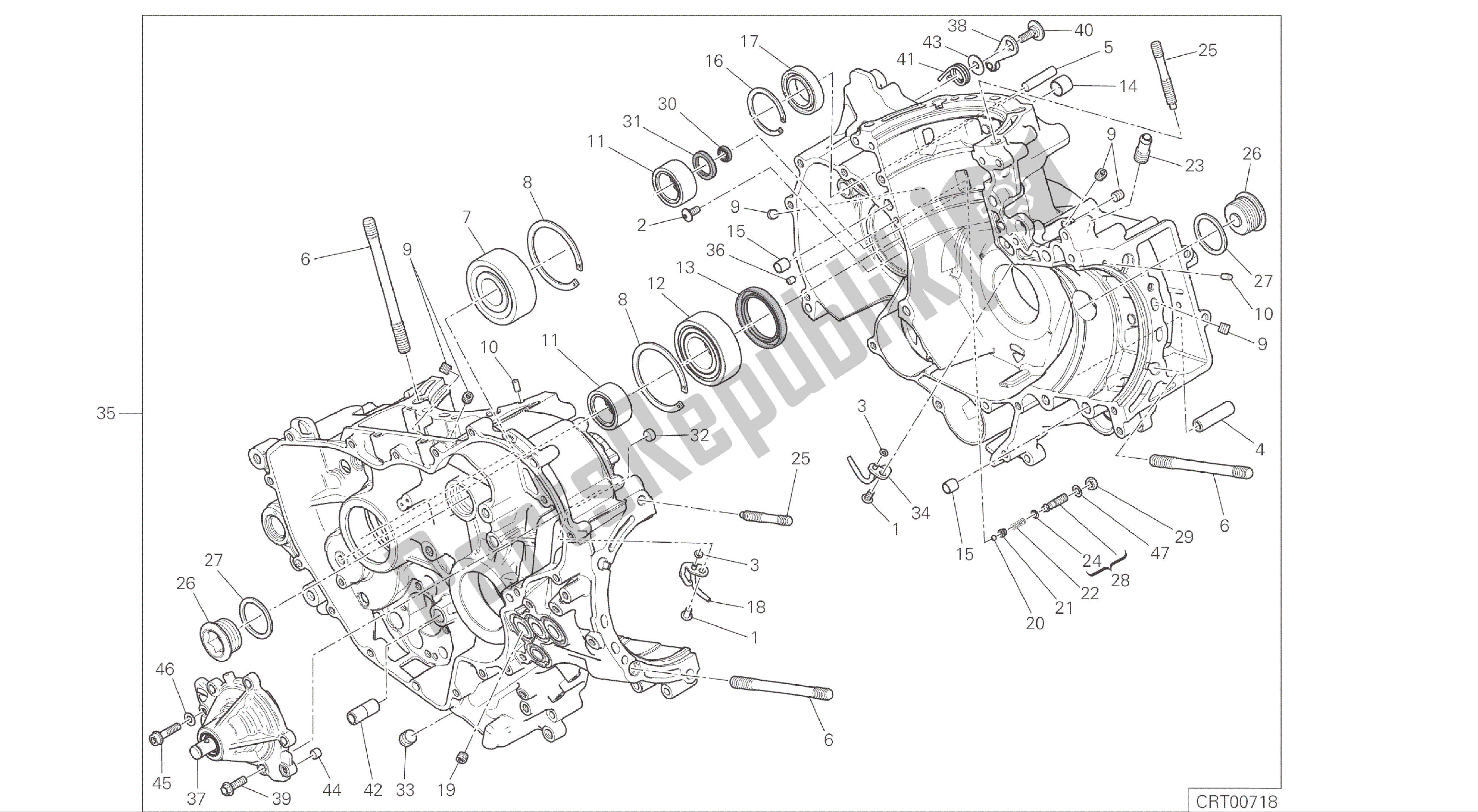 Todas las partes para Dibujo 010 - Par Motor De Semicárter [xst: Cal, Cdn] Motor De Grupo de Ducati Panigale R 1200 2016