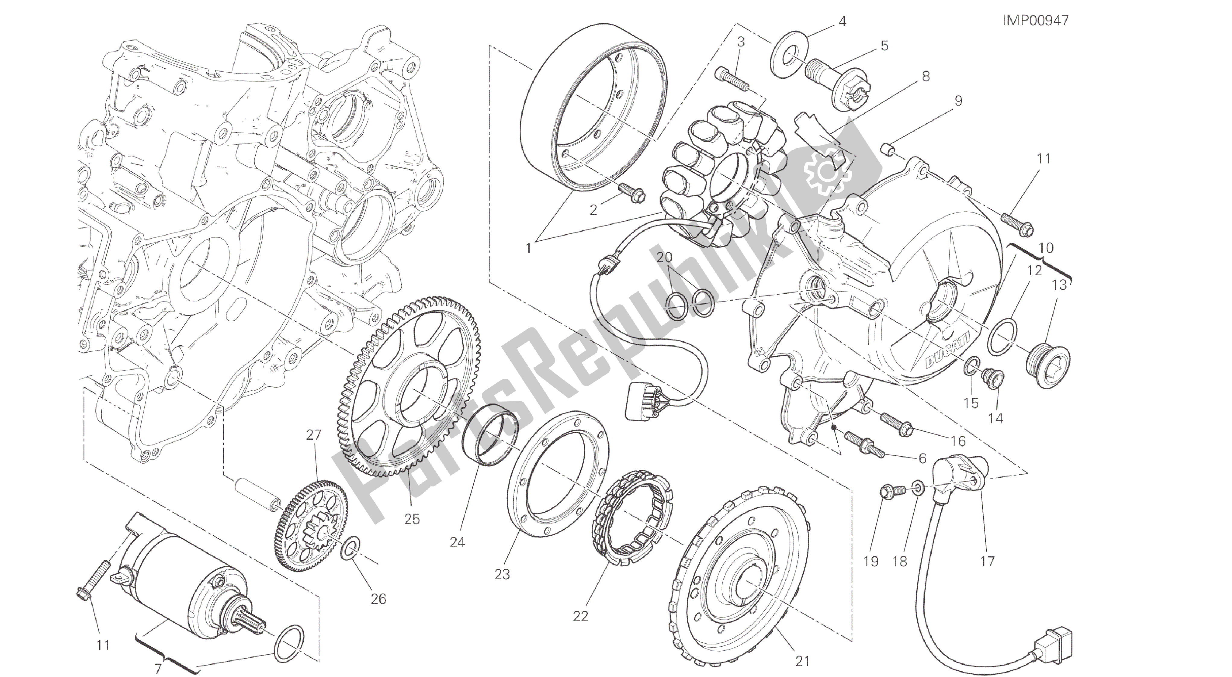 Alle onderdelen voor de Tekening 012 - Elektrisch Starten En Ontsteken [xst: Cal, Cdn] Groepsmotor van de Ducati Panigale R 1200 2016