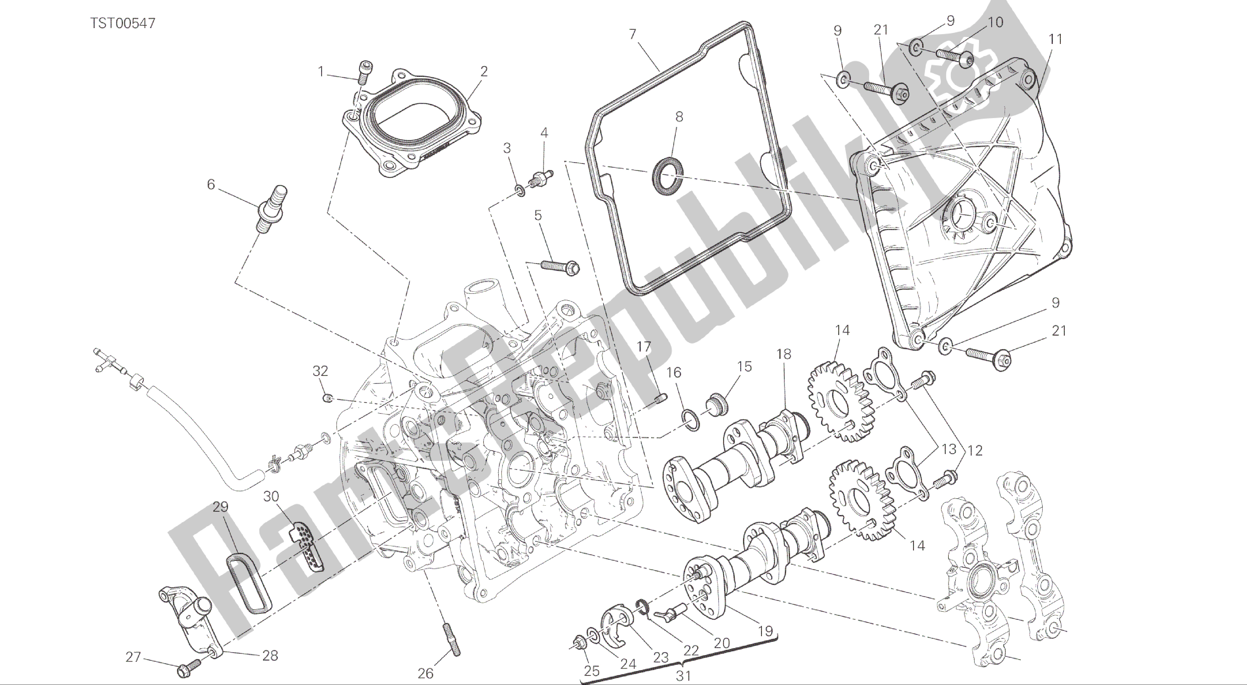 Todas las partes para Dibujo 013 - Testa Orizzontale - Motor De Grupo Distribuzione [xst: Cal, Cdn] de Ducati Panigale R 1200 2016