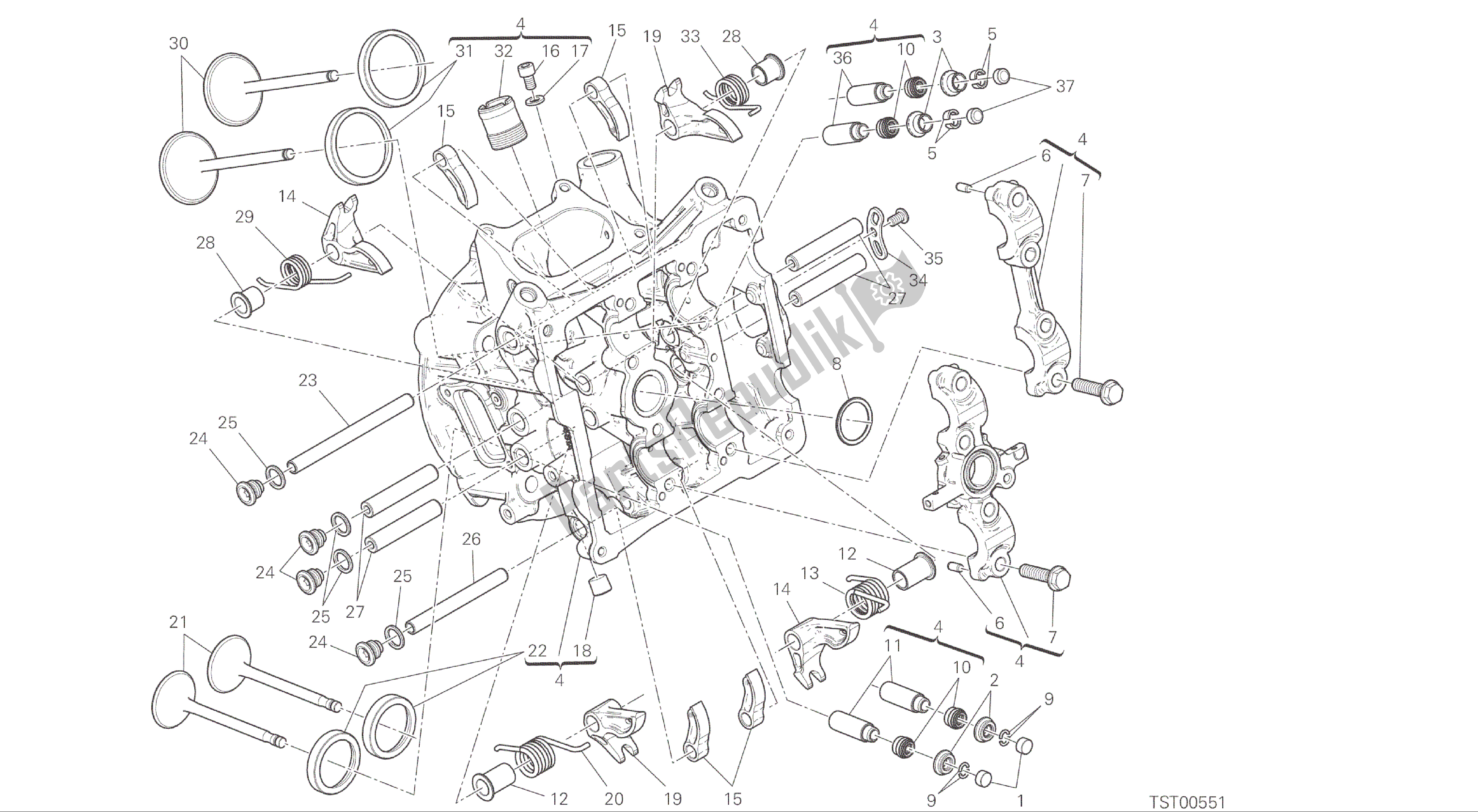 Todas las partes para Dibujo 014 - Motor De Grupo Cabeza Horizontal [xst: Cal, Cdn] de Ducati Panigale R 1200 2016