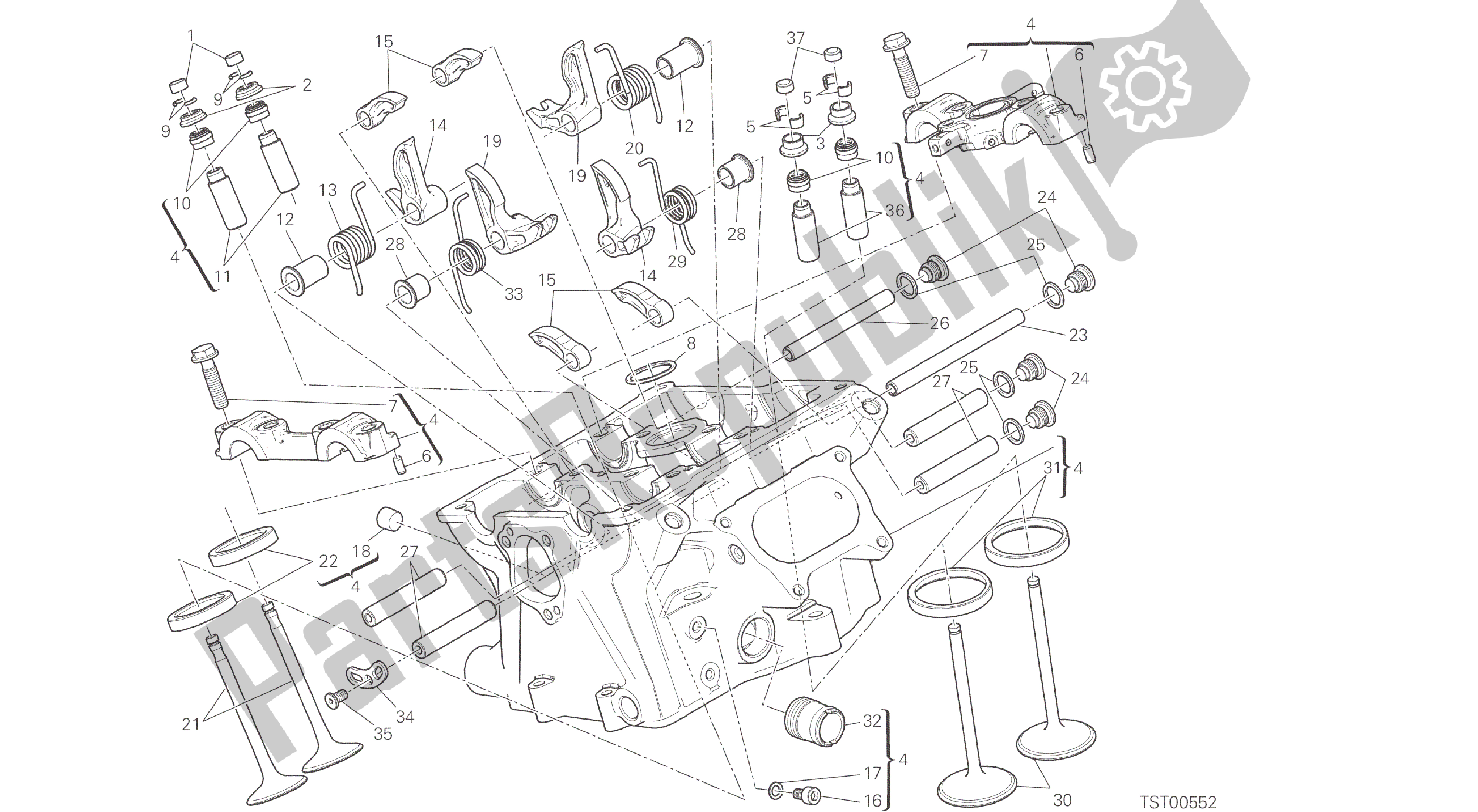 Tutte le parti per il Disegno 015 - Motore Di Gruppo Testa Verticale [xst: Cal, Cdn] del Ducati Panigale R 1200 2016