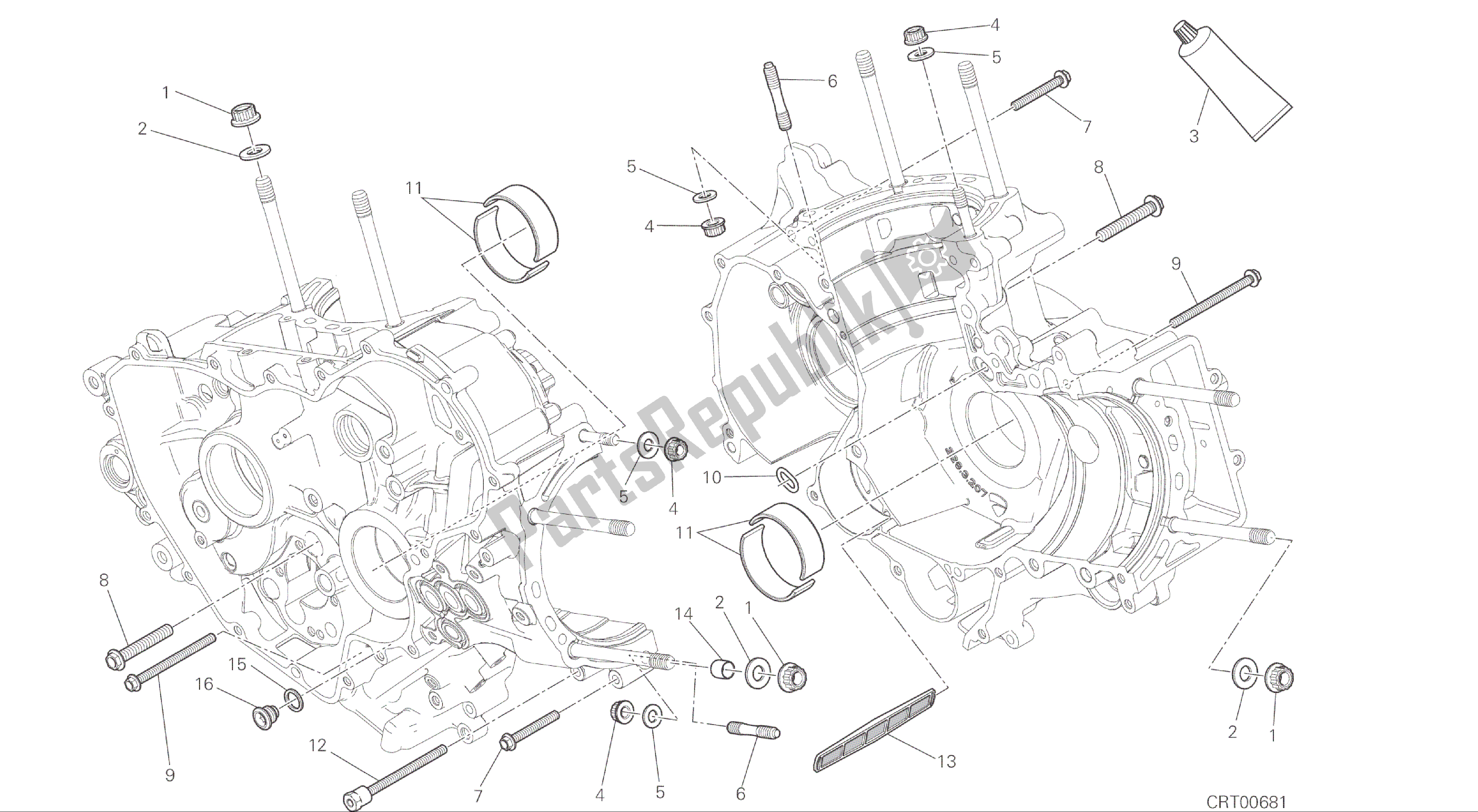 Alle onderdelen voor de Tekening 10a - Halve Carters Paar [xst: Cal, Cdn] Groep Engine van de Ducati Panigale R 1200 2016