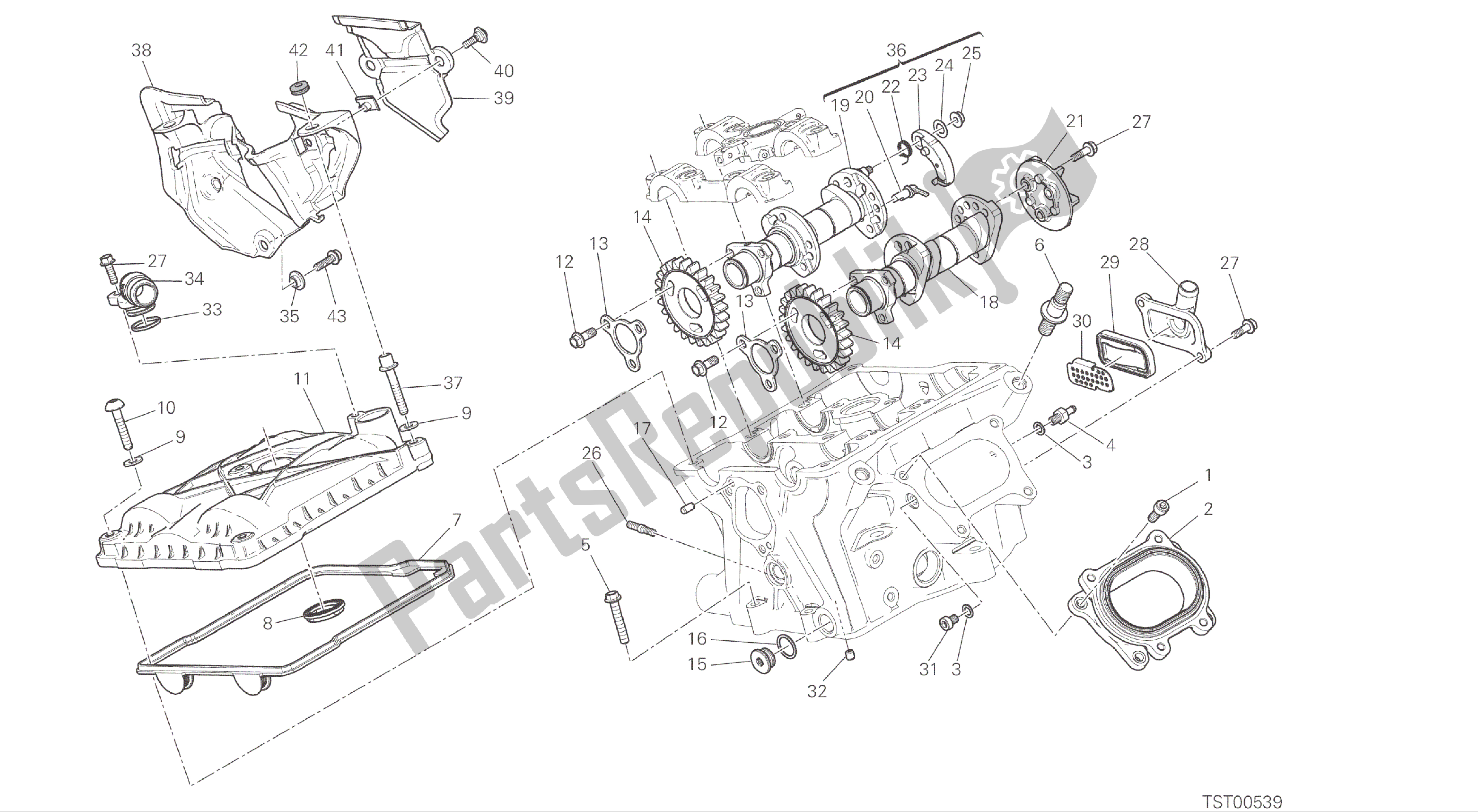 Todas las partes para Dibujo 13a - Culata Vertical - Motor De Grupo De Distribución de Ducati Panigale R 1200 2016
