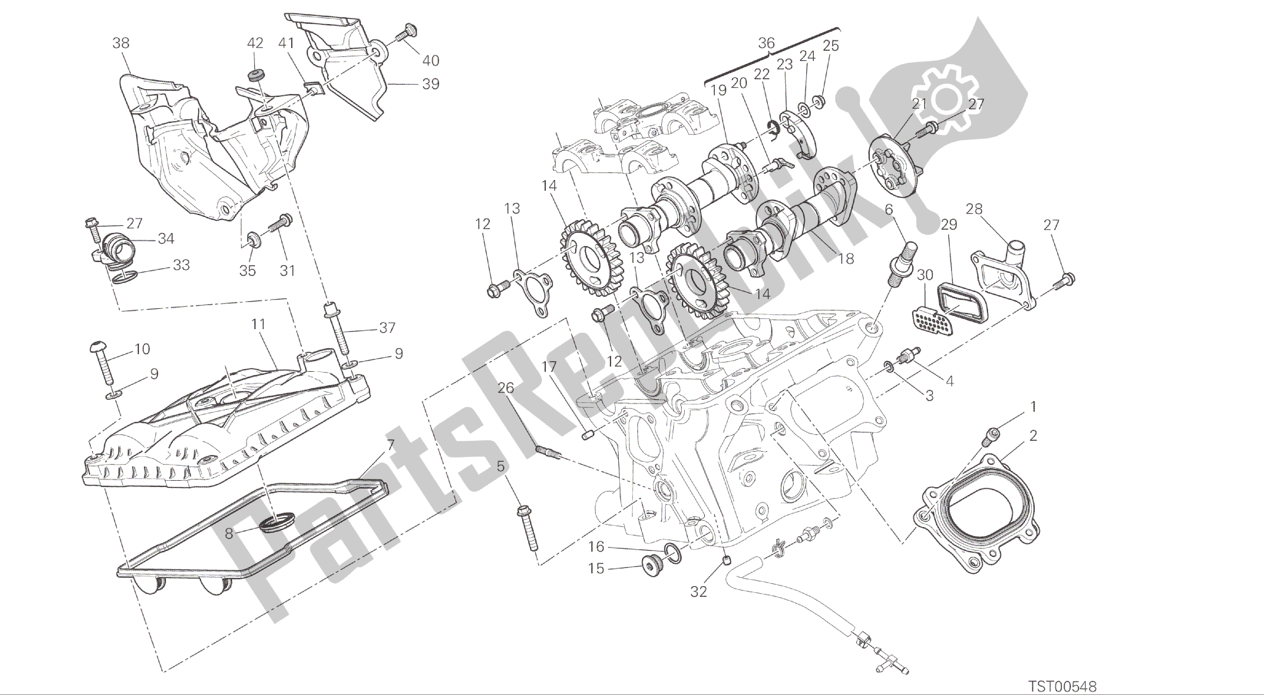 Todas las partes para Dibujo 13a - Culata Vertical - Motor De Grupo De Sincronización [xst: Cal, Cdn] de Ducati Panigale R 1200 2016