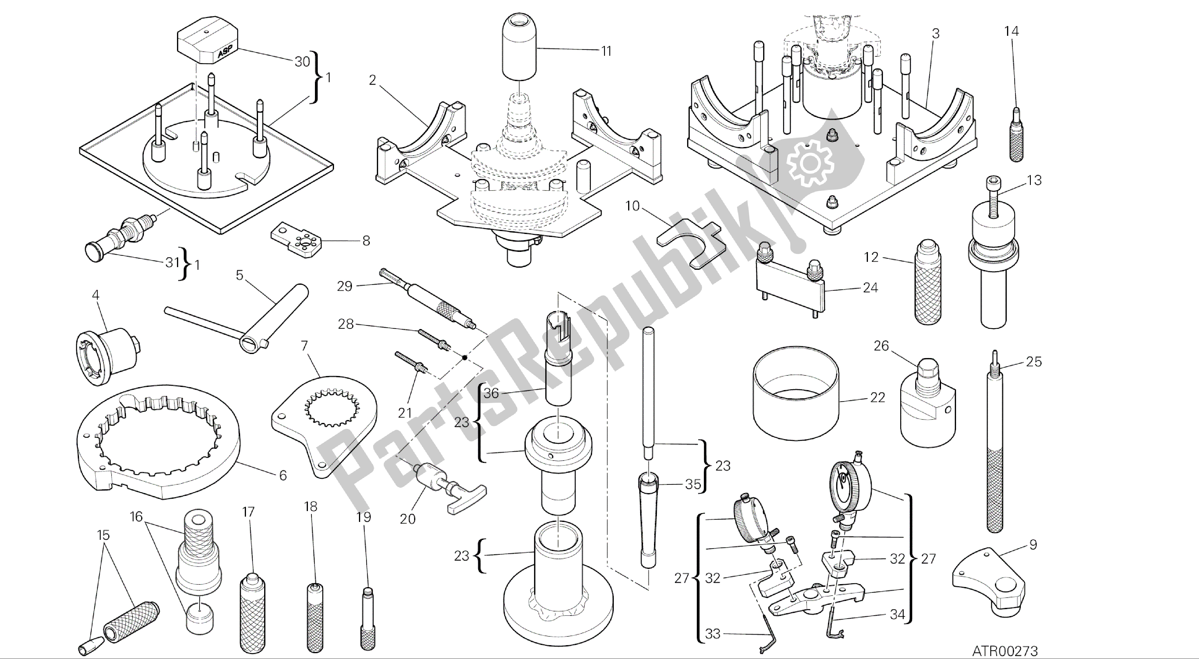 Todas las partes para Dibujo 01a - Herramientas De Servicio De Taller [xst: Cal, Cdn] Herramientas De Grupo de Ducati Panigale R 1200 2016