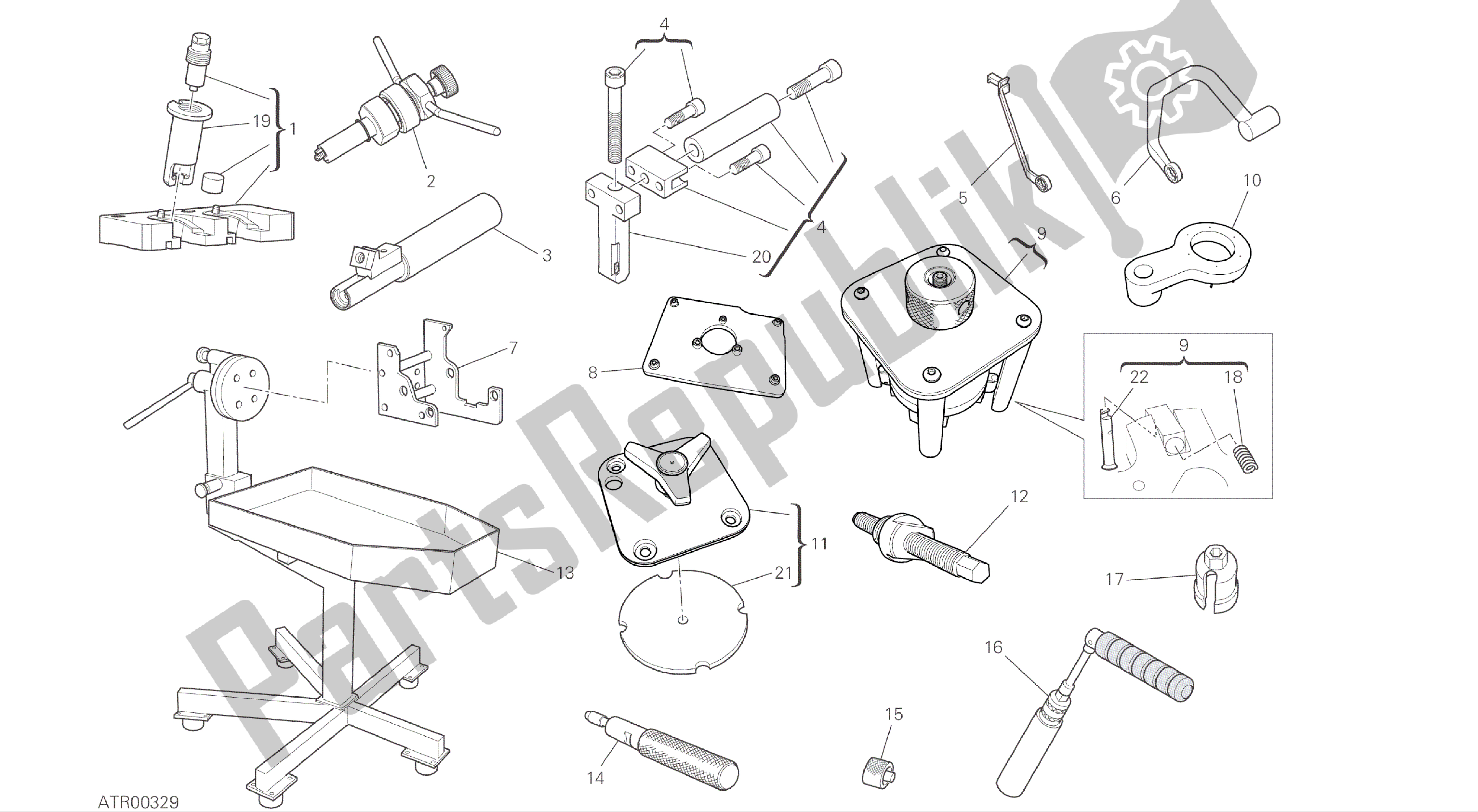 Todas las partes para Dibujo 01b - Herramientas De Servicio De Taller [xst: Cal, Cdn] Herramientas De Grupo de Ducati Panigale R 1200 2016
