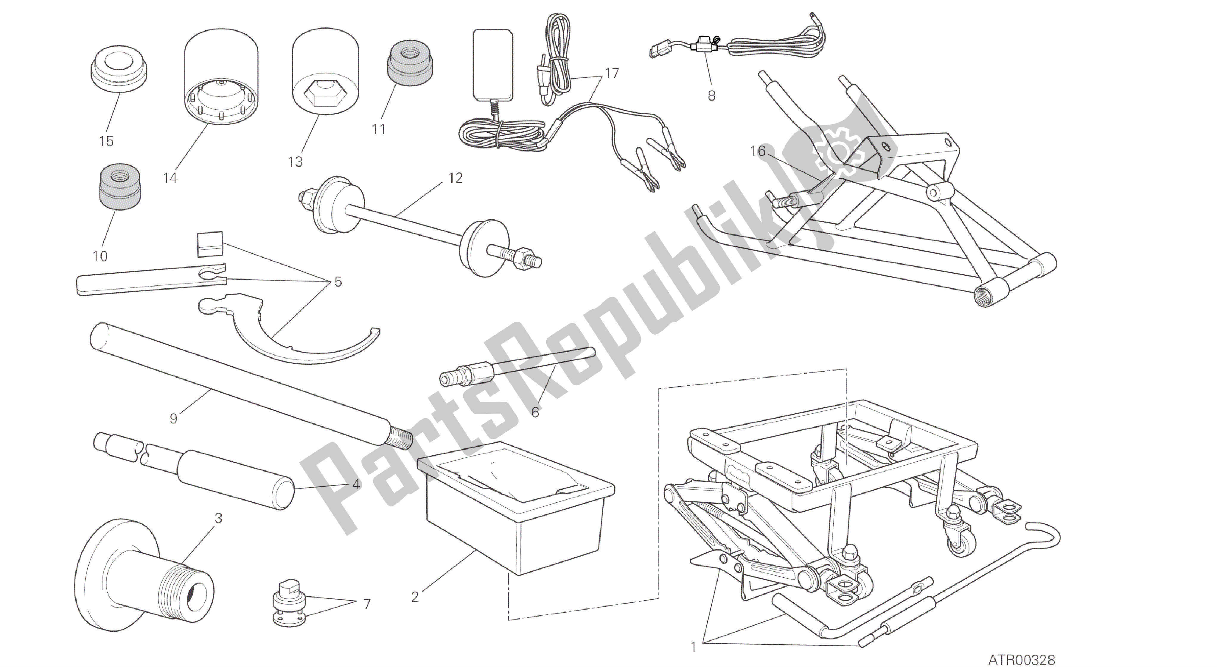 Todas las partes para Dibujo 01c - Herramientas De Servicio De Taller [xst: Cal, Cdn] Herramientas De Grupo de Ducati Panigale R 1200 2016