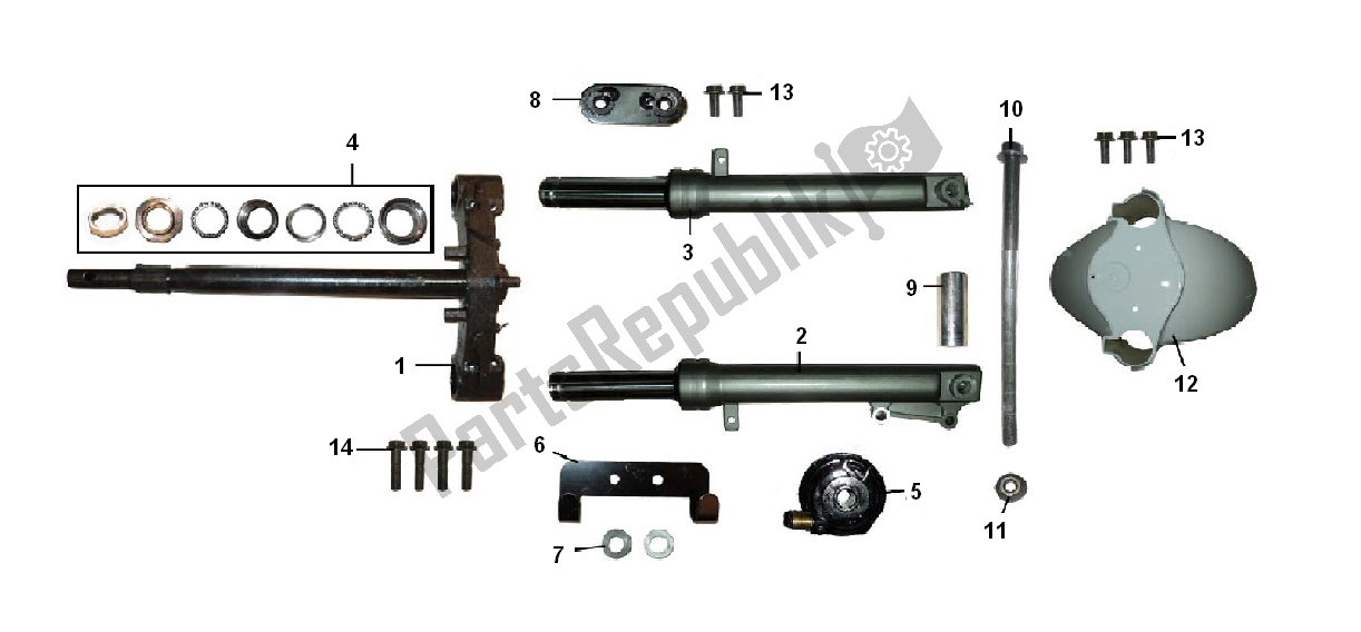All parts for the Voorvork - Voorspatbord of the Fosti Touring 50 2000 - 2010