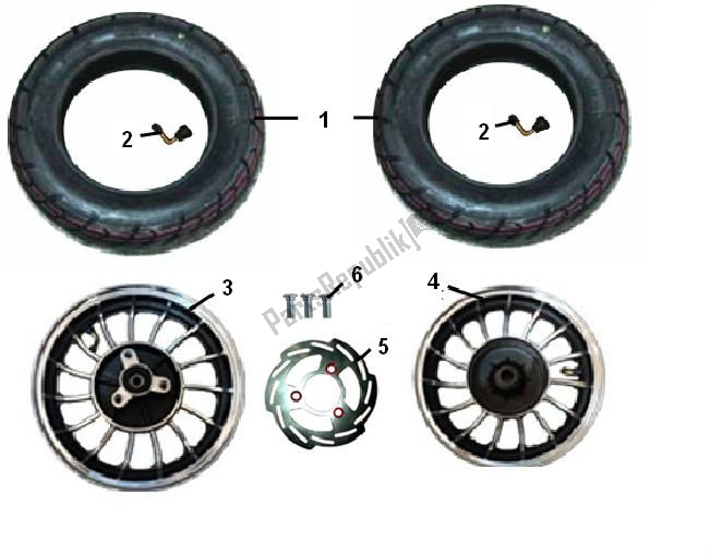 All parts for the Voorwiel - Achterwiel of the Fosti Touring 50 2000 - 2010