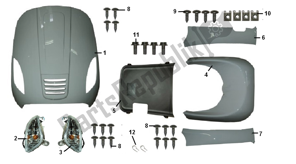 All parts for the Voorscherm of the Fosti Touring 50 2000 - 2010