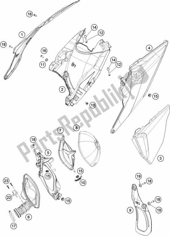 All parts for the Air Filter of the Gasgas EC 250 EU 2021