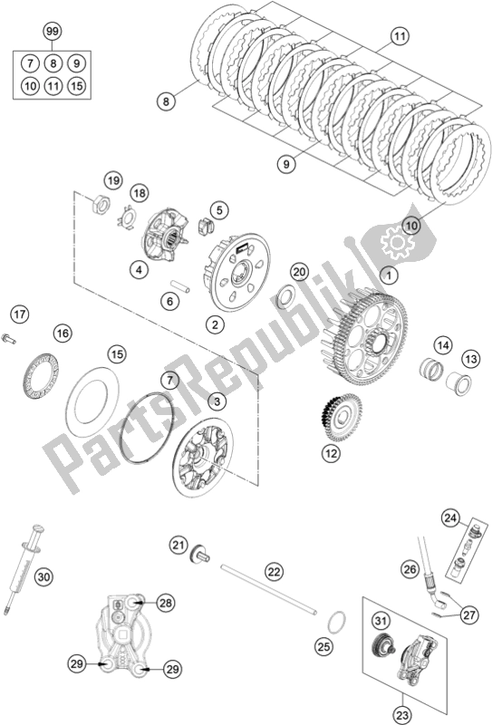 All parts for the Clutch of the Gasgas EC 250 EU 2021