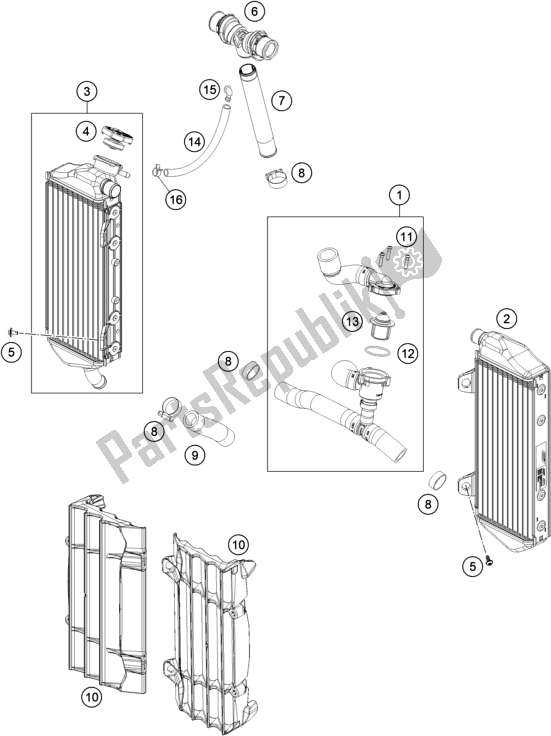 Tutte le parti per il Sistema Di Raffreddamento del Gasgas EC 250 EU 2021