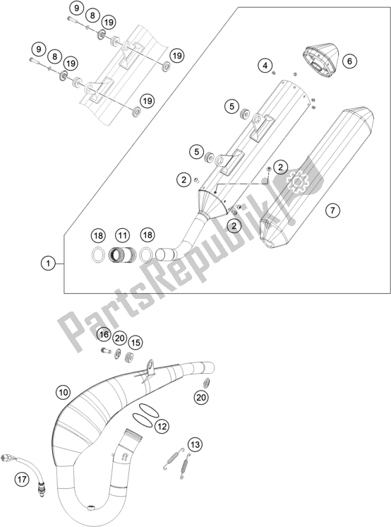 All parts for the Exhaust System of the Gasgas EC 250 EU 2021