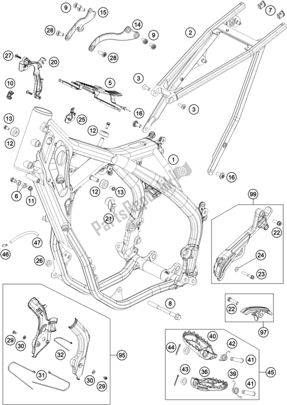 All parts for the Frame of the Gasgas EC 250 EU 2021