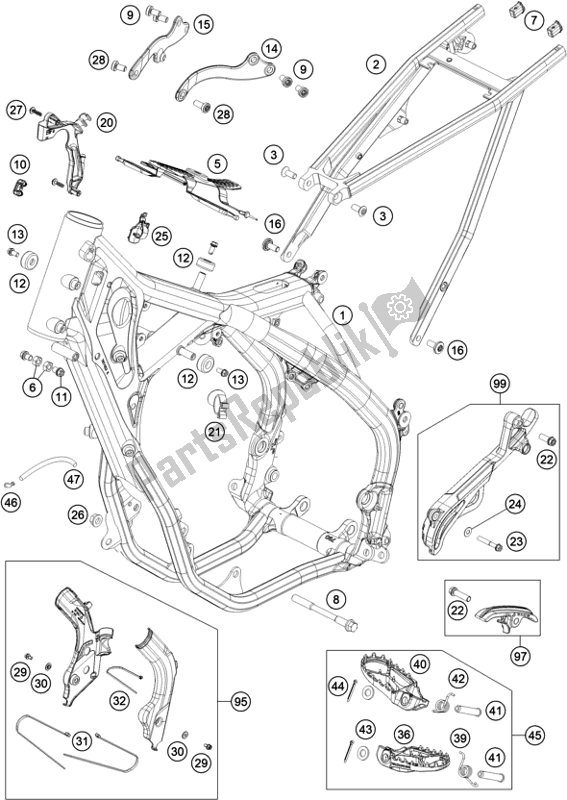 All parts for the Frame of the Gasgas EC 250 EU 2021