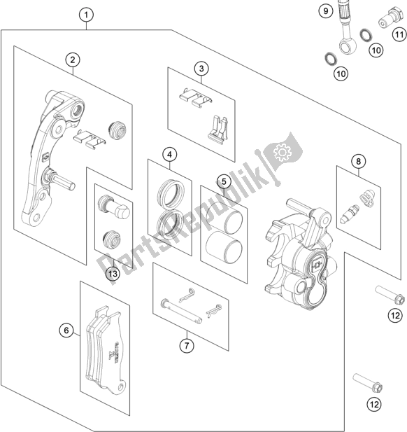 All parts for the Front Brake Caliper of the Gasgas EC 250 EU 2021