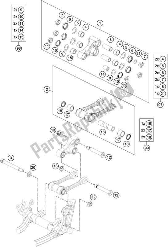 All parts for the Pro Lever Linking of the Gasgas EC 250 EU 2021