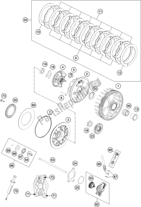 All parts for the Clutch of the Gasgas EC 250F EU 2021