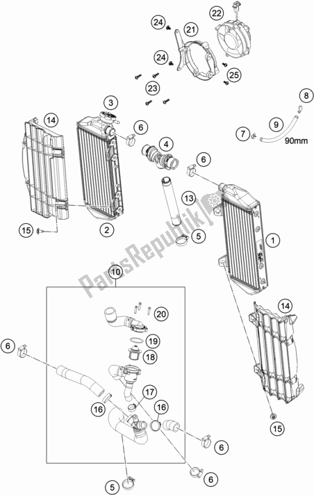 All parts for the Cooling System of the Gasgas EC 250F EU 2021