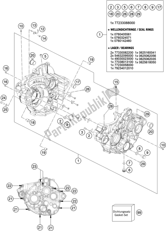 All parts for the Engine Case of the Gasgas EC 250F EU 2021