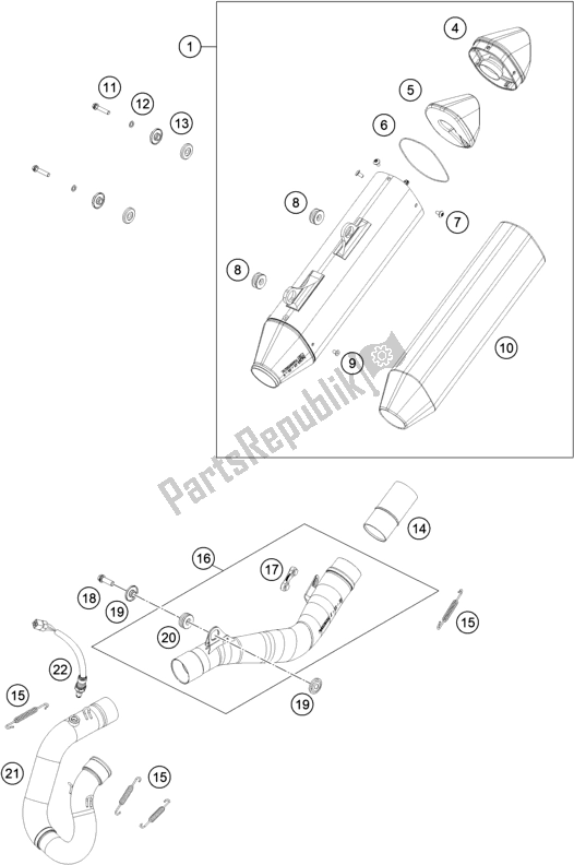 All parts for the Exhaust System of the Gasgas EC 250F EU 2021