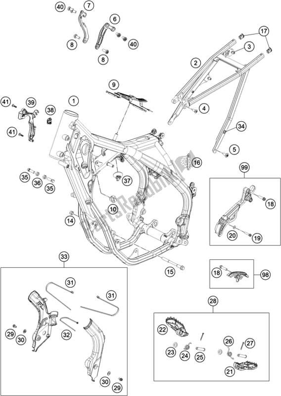 Tutte le parti per il Telaio del Gasgas EC 250F EU 2021