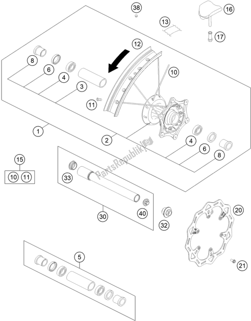 Toutes les pièces pour le Roue Avant du Gasgas EC 250F EU 2021