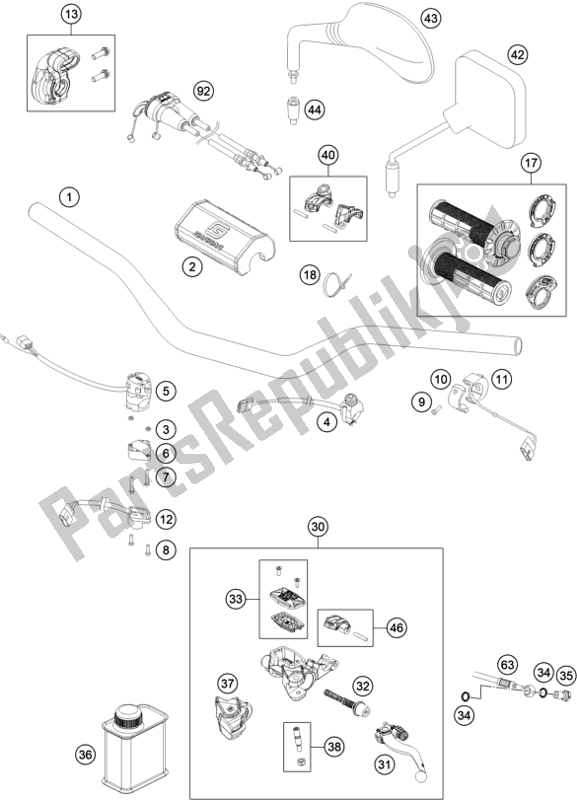 All parts for the Handlebar, Controls of the Gasgas EC 250F EU 2021