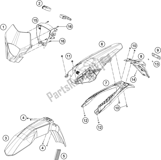 All parts for the Mask, Fenders of the Gasgas EC 250F EU 2021