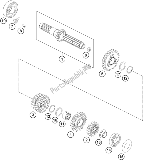 All parts for the Transmission I - Main Shaft of the Gasgas EC 250F EU 2021