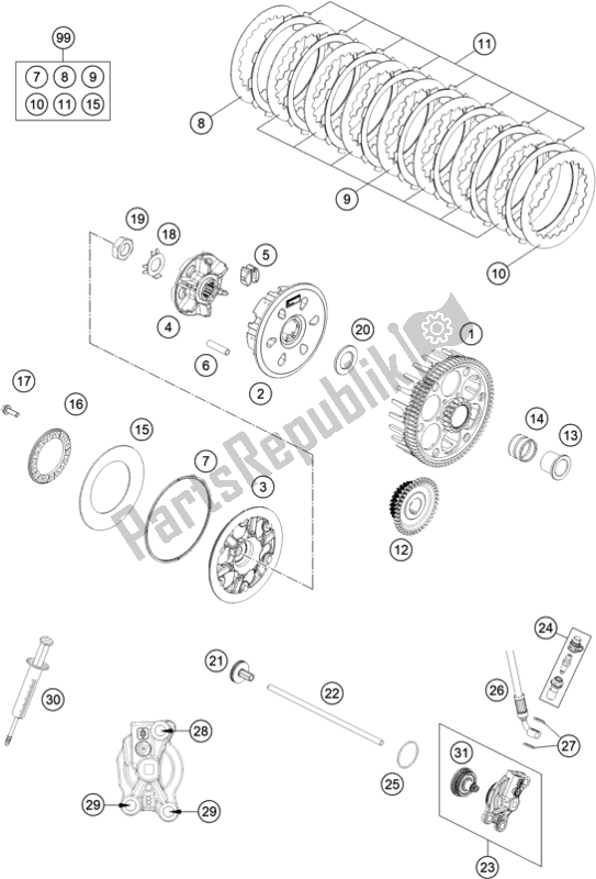 All parts for the Clutch of the Gasgas EC 300 EU 2021