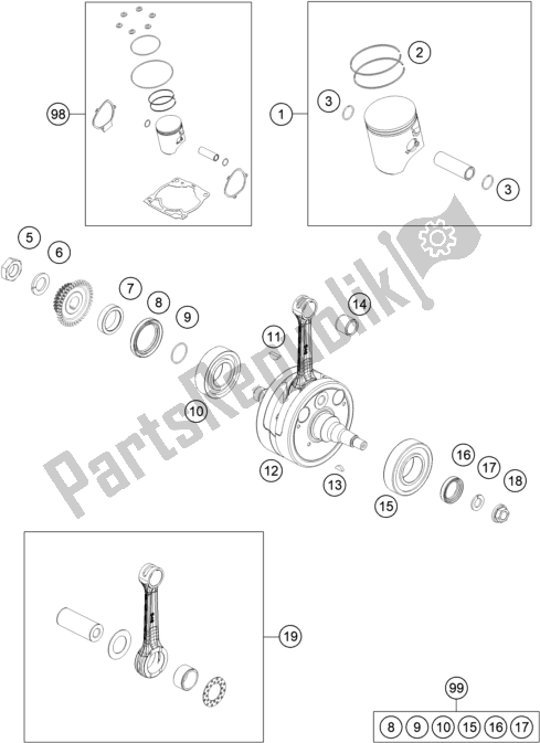 Toutes les pièces pour le Vilebrequin, Piston du Gasgas EC 300 EU 2021