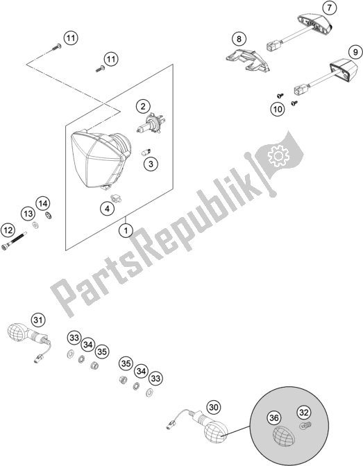 All parts for the Lighting System of the Gasgas EC 300 EU 2021