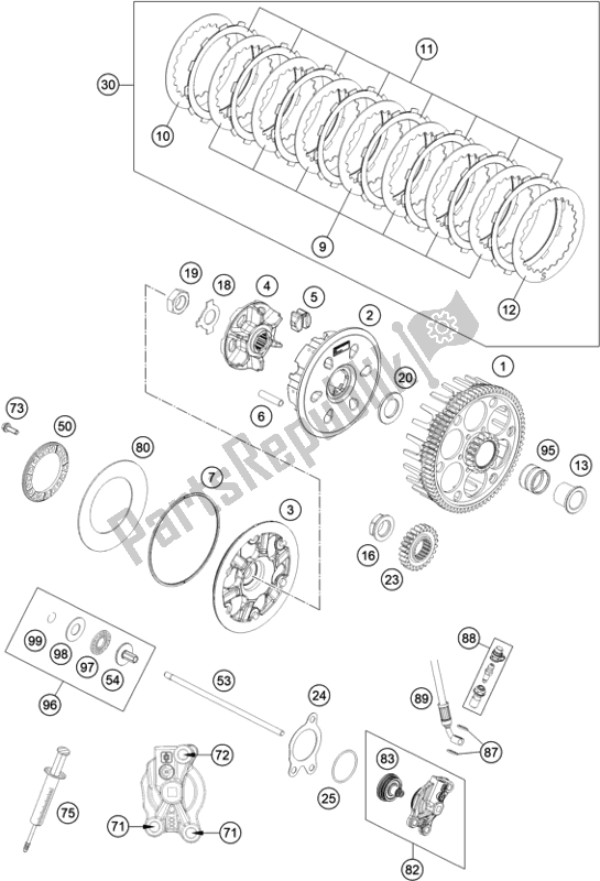 All parts for the Clutch of the Gasgas EC 350F EU 2021
