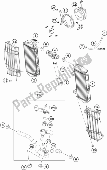 All parts for the Cooling System of the Gasgas EC 350F EU 2021